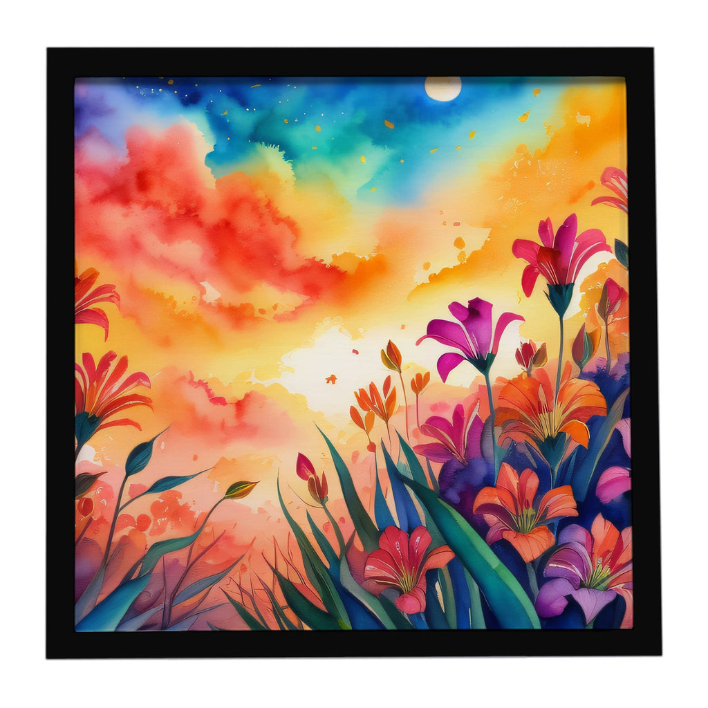 Alstroemerias in Color Framed Metal Print Bathroom, Kitchen, Office, Home Decor Wall Art Ready to Hang, Square, 8X8