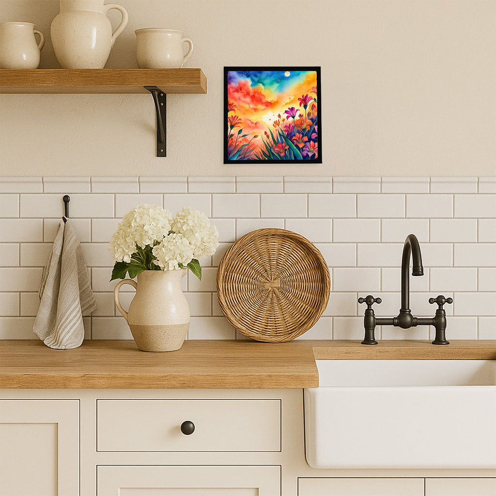 Alstroemerias in Color Framed Metal Print Bathroom, Kitchen, Office, Home Decor Wall Art Ready to Hang, Square, 8X8
