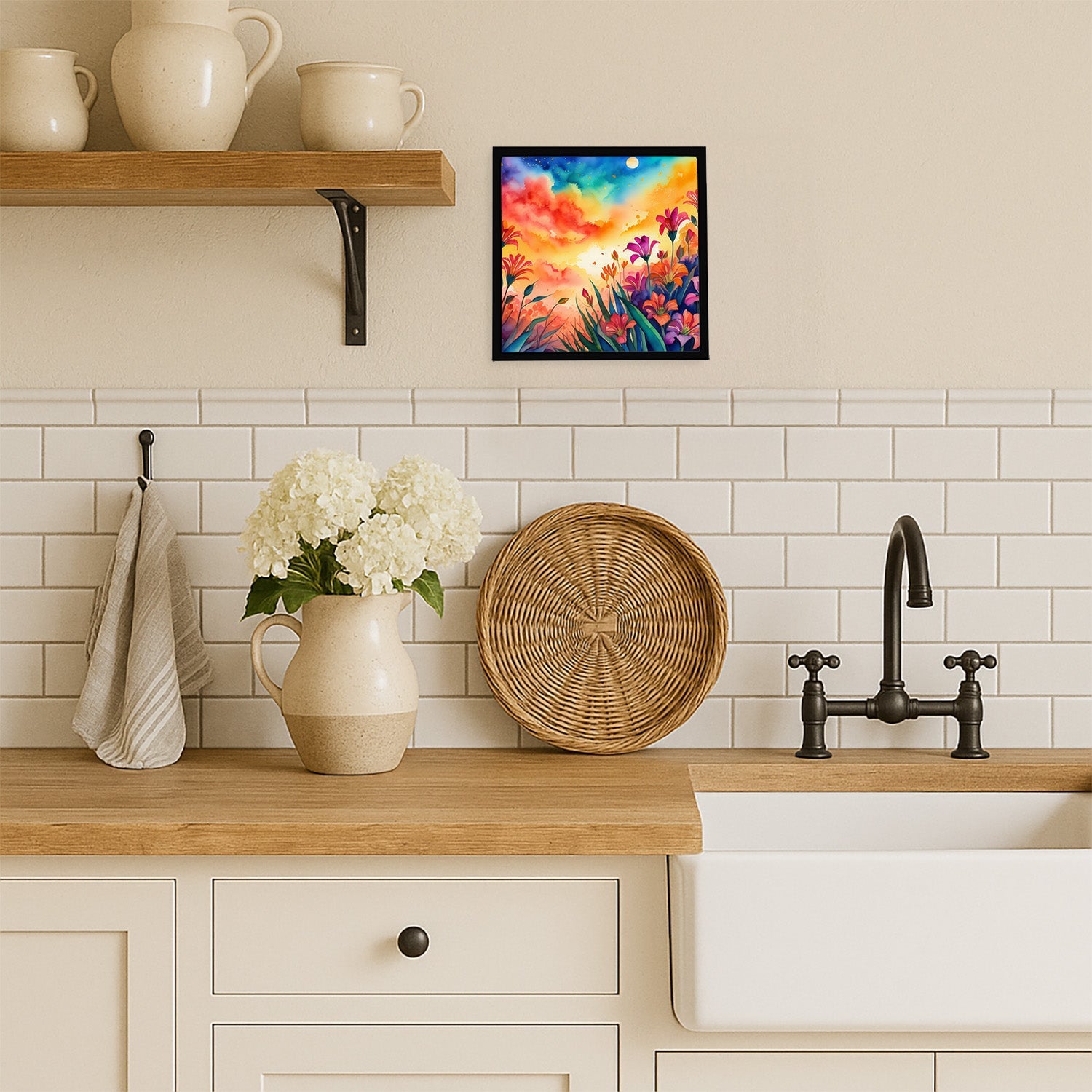 Alstroemerias in Color Framed Metal Print Bathroom, Kitchen, Office, Home Decor Wall Art Ready to Hang, Square, 8X8