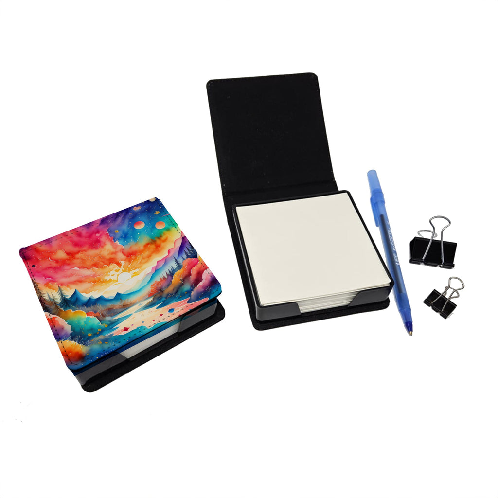 Amaranths in Color PU Leather Note Paper Holder with Artist-Designed Cover, Desk Accessory, Office Gift