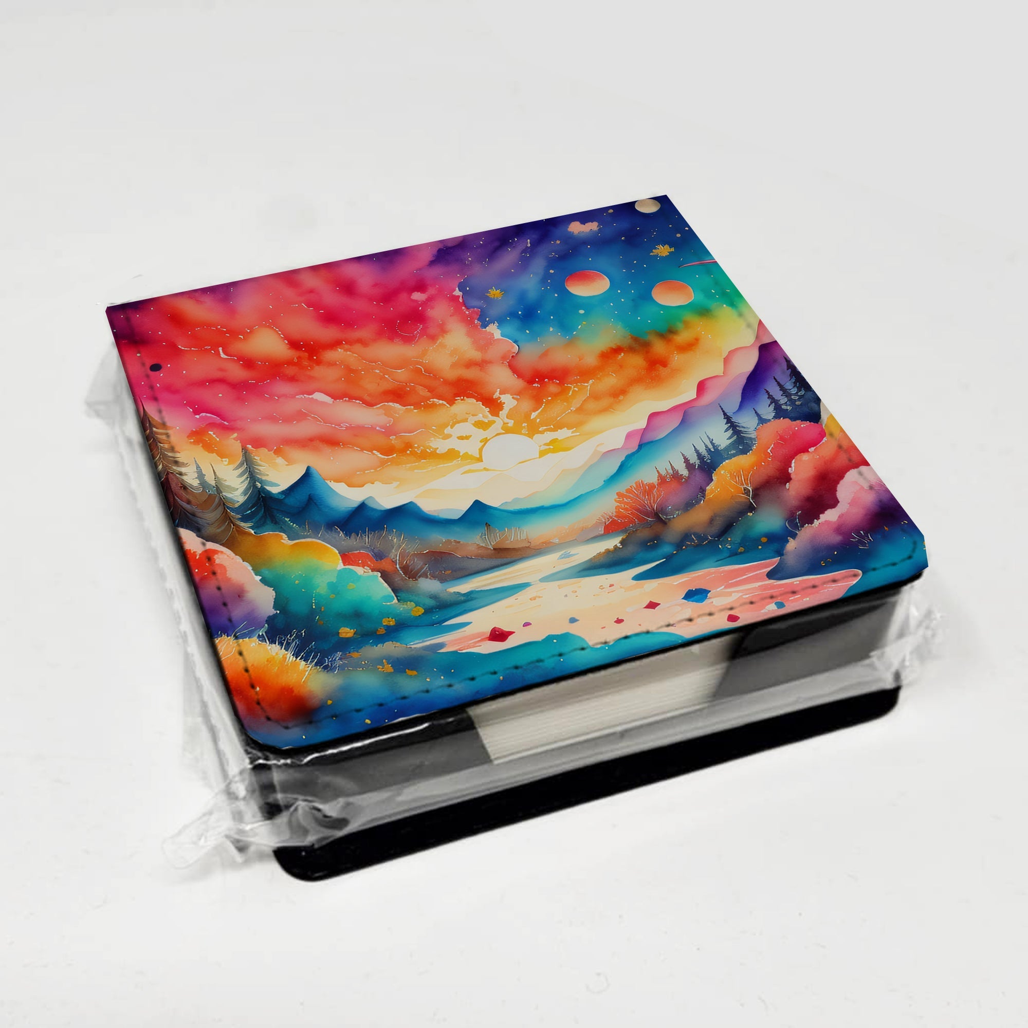 Amaranths in Color PU Leather Note Paper Holder with Artist-Designed Cover, Desk Accessory, Office Gift