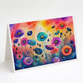 Anemones in Color Greeting Cards Pack of 8 Blank Cards with Envelopes Whimsical A7 Size 5x7