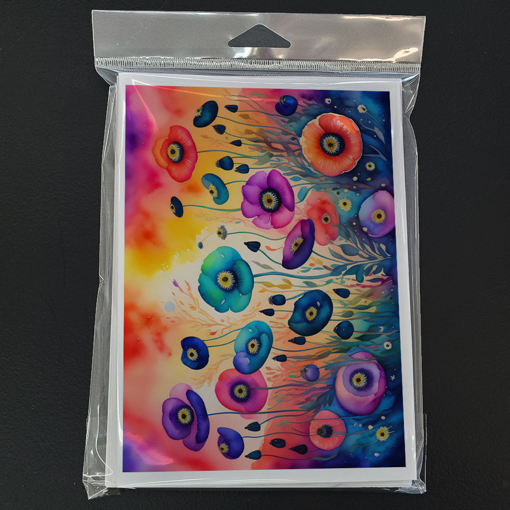 Anemones in Color Greeting Cards Pack of 8 Blank Cards with Envelopes Whimsical A7 Size 5x7