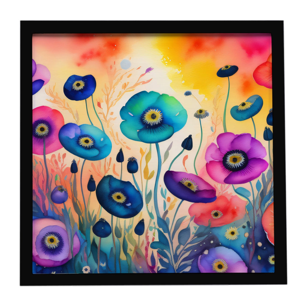 Anemones in Color Framed Metal Print Bathroom, Kitchen, Office, Home Decor Wall Art Ready to Hang, Square, 8X8