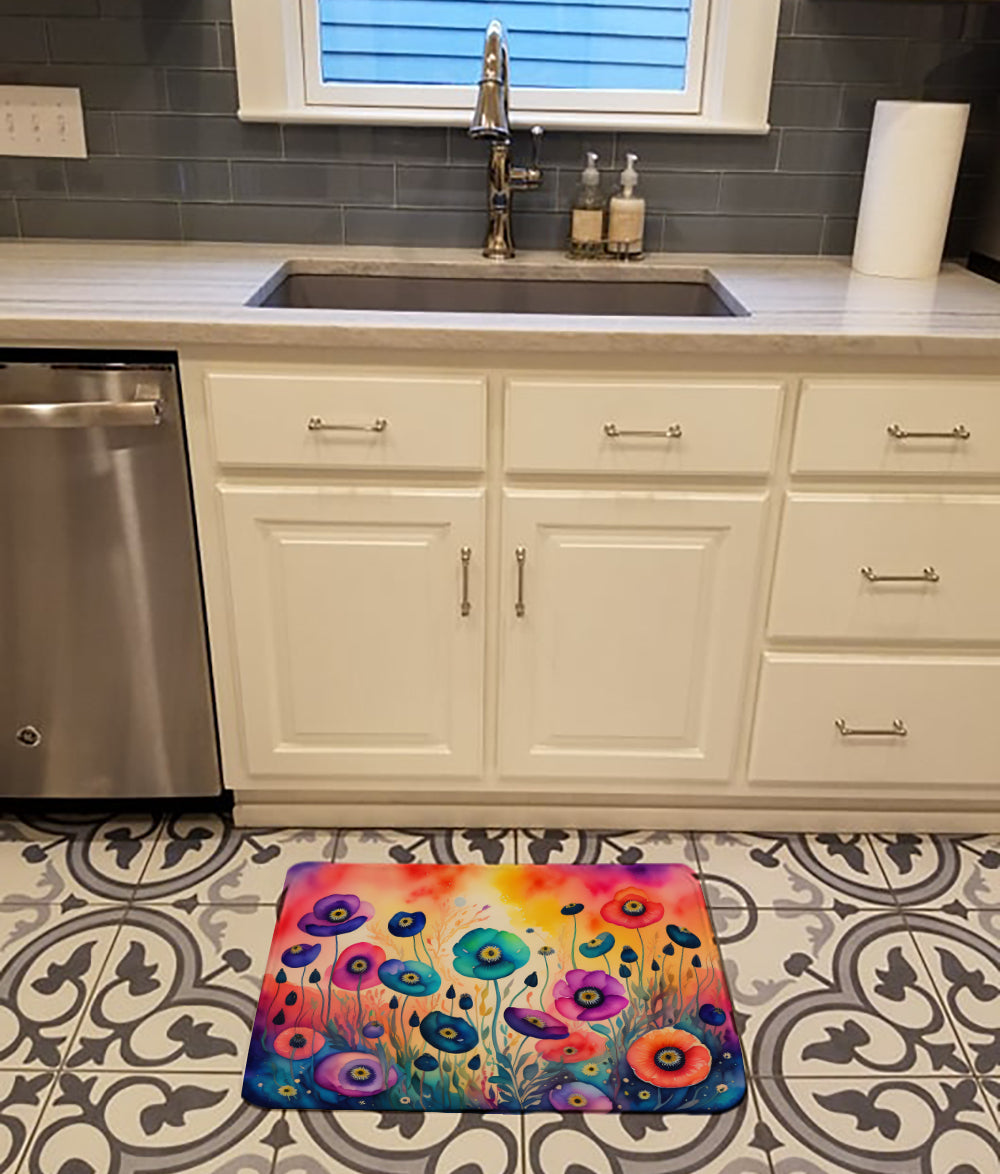 Anemones in Color Memory Foam Kitchen Mat Machine Washable Anti-Fatigue Cushion Comfort Bath or Kitchen Rug