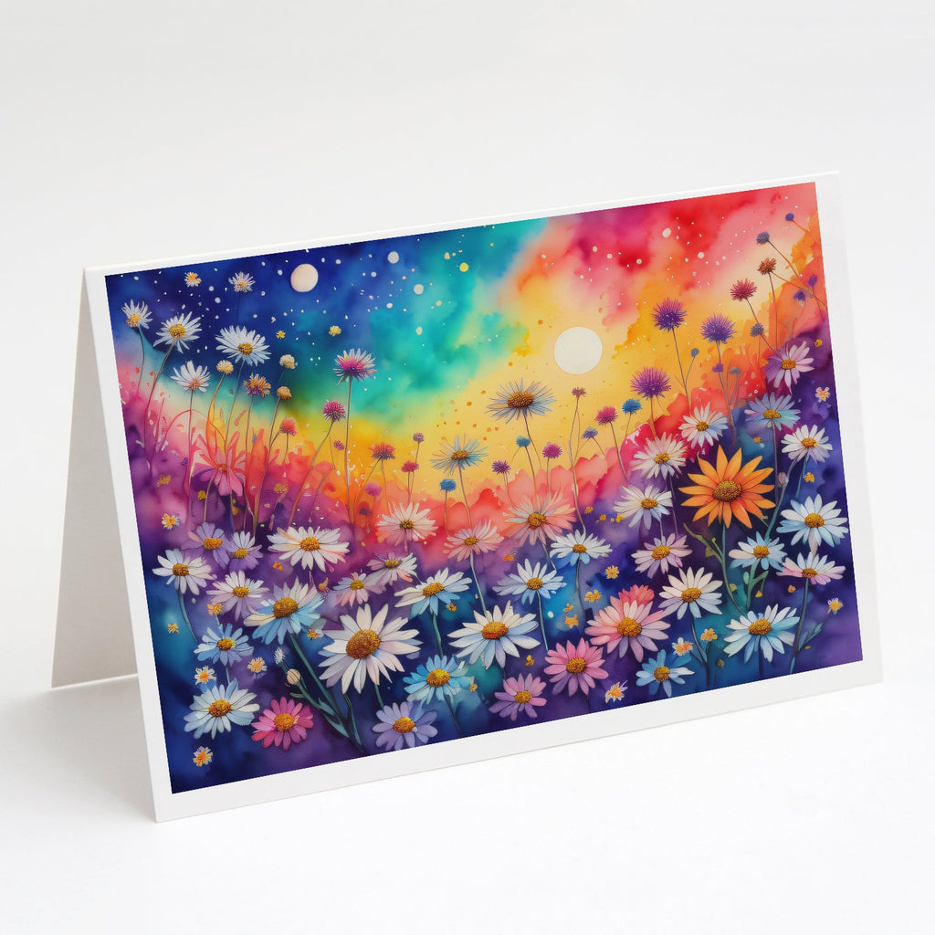 Asters in Color Greeting Cards Pack of 8 Blank Cards with Envelopes Whimsical A7 Size 5x7