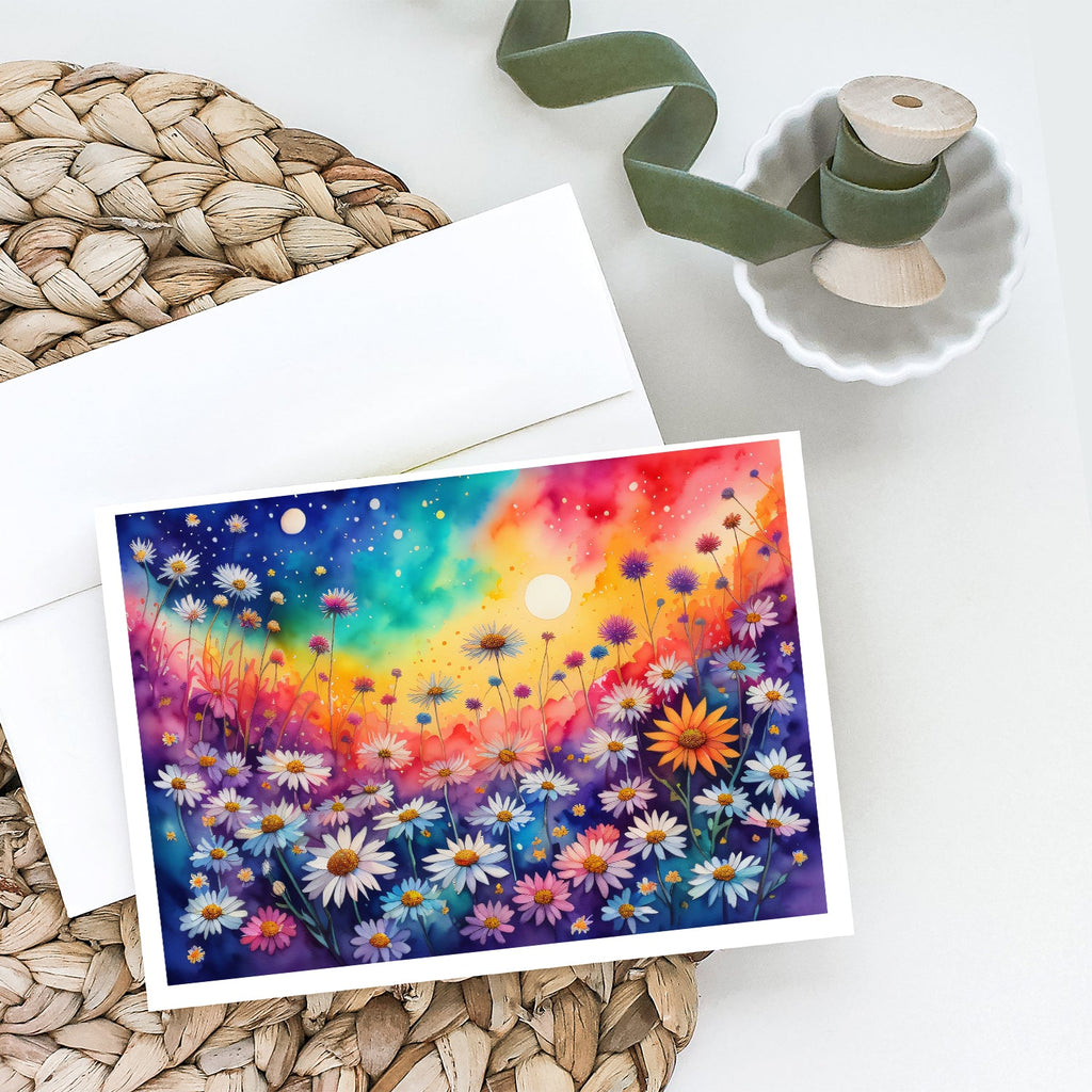 Asters in Color Greeting Cards Pack of 8 Blank Cards with Envelopes Whimsical A7 Size 5x7