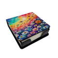 Asters in Color PU Leather Note Paper Holder with Artist-Designed Cover, Desk Accessory, Office Gift