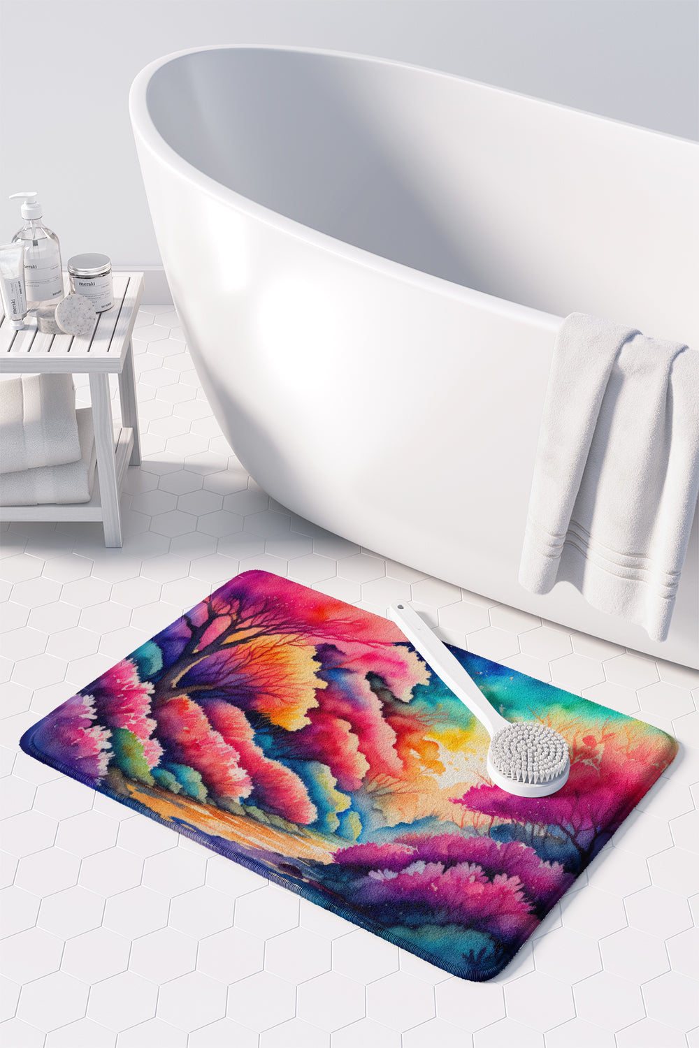 Azaleas in Color Memory Foam Kitchen Mat Machine Washable Anti-Fatigue Cushion Comfort Bath or Kitchen Rug