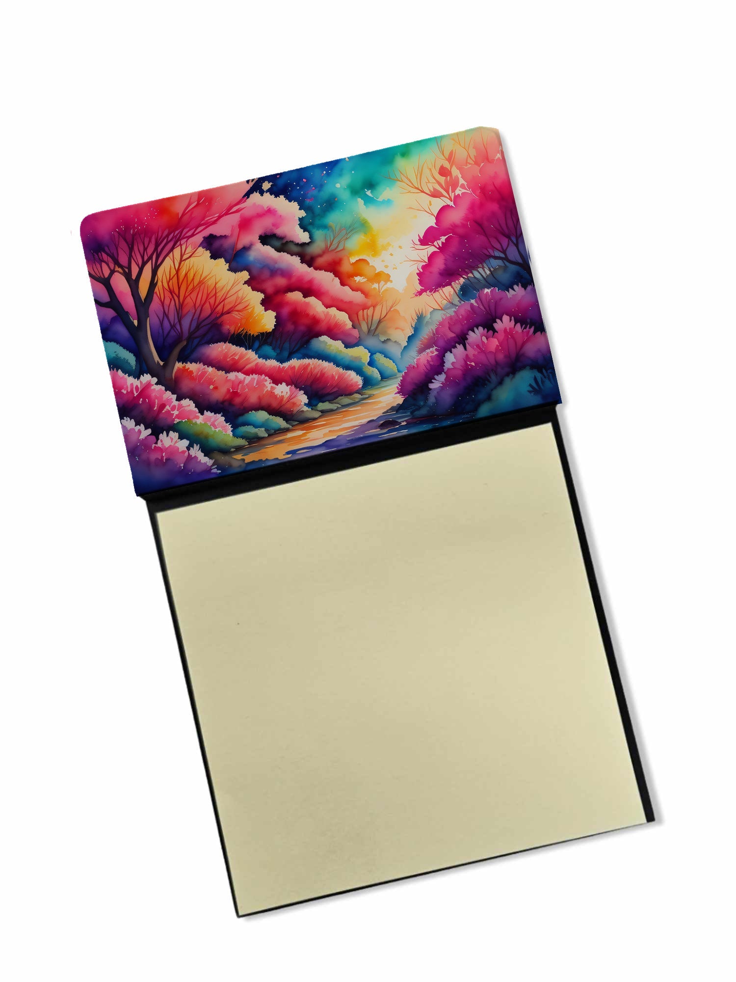 Azaleas in Color Watercolor Sticky Note Holder Refillable Dispenser Desk Accessory 3x3 Pad Gift