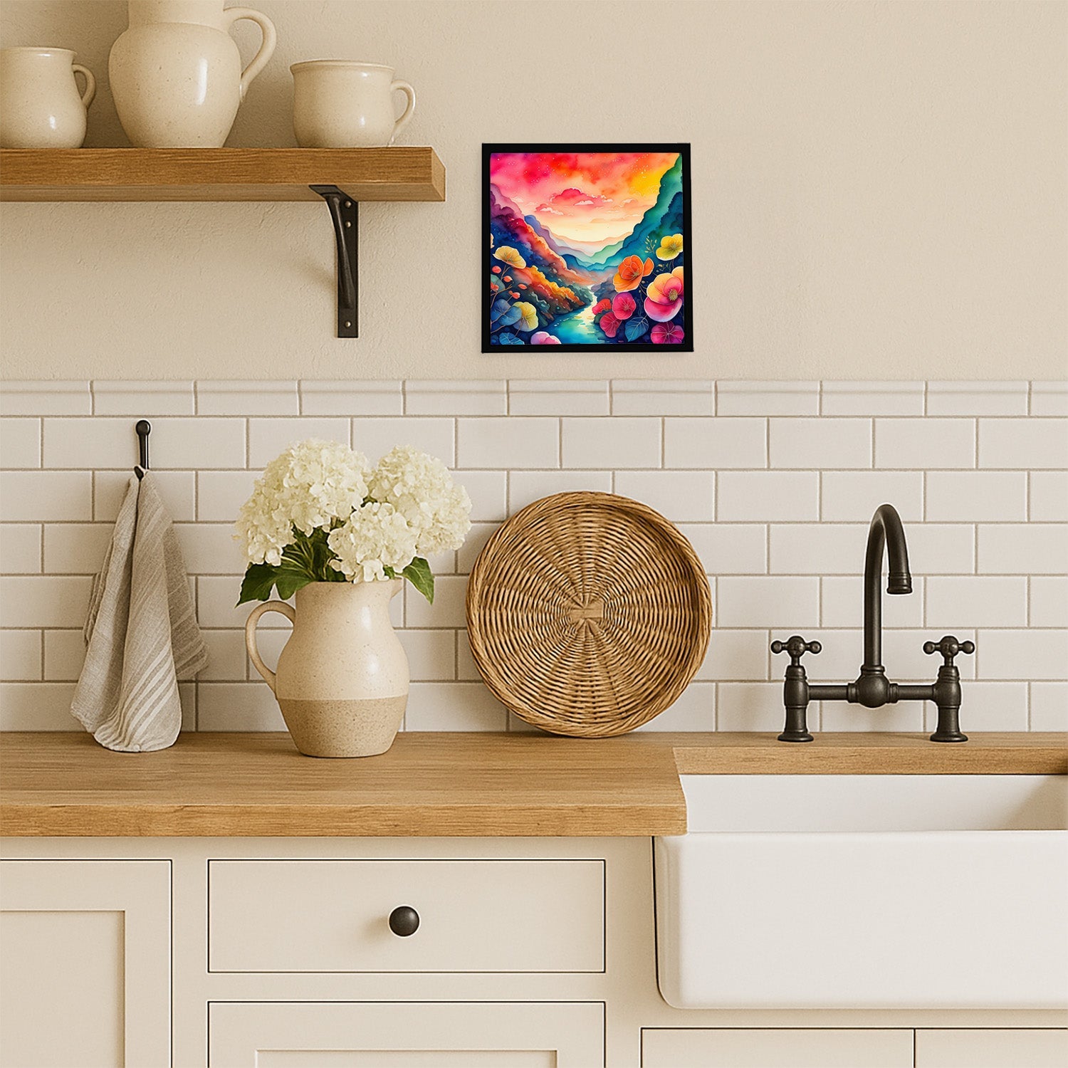 Begonias in Color Framed Metal Print Bathroom, Kitchen, Office, Home Decor Wall Art Ready to Hang, Square, 8X8