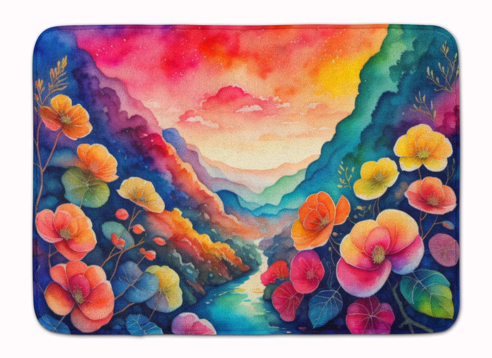 Begonias in Color Memory Foam Kitchen Mat Machine Washable Anti-Fatigue Cushion Comfort Bath or Kitchen Rug