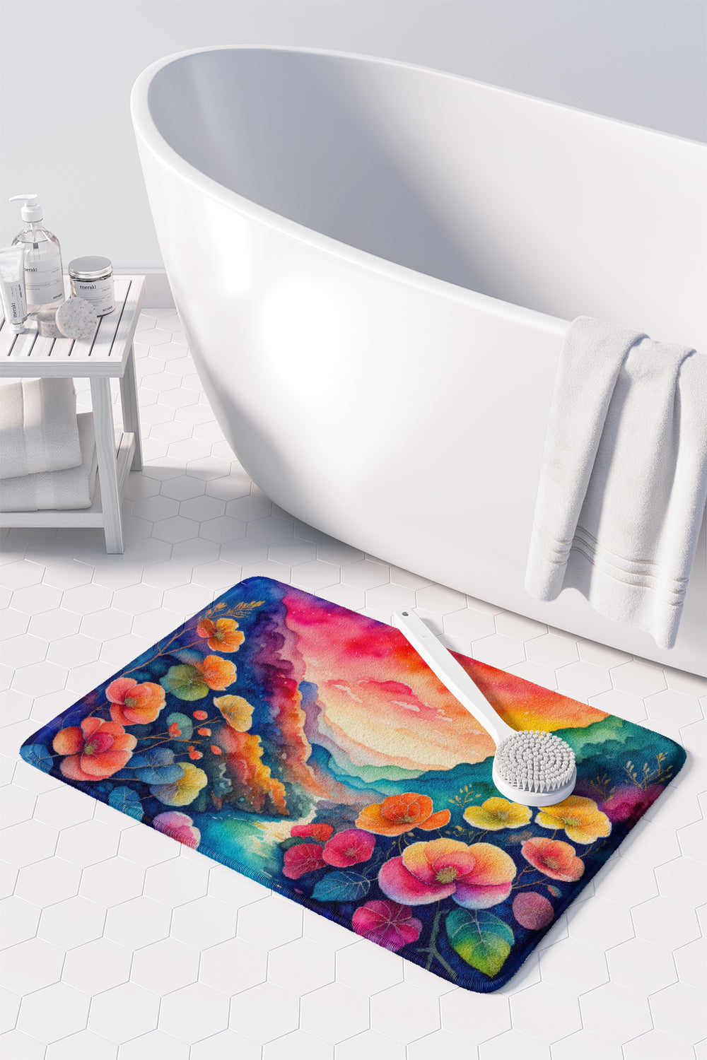 Begonias in Color Memory Foam Kitchen Mat Machine Washable Anti-Fatigue Cushion Comfort Bath or Kitchen Rug