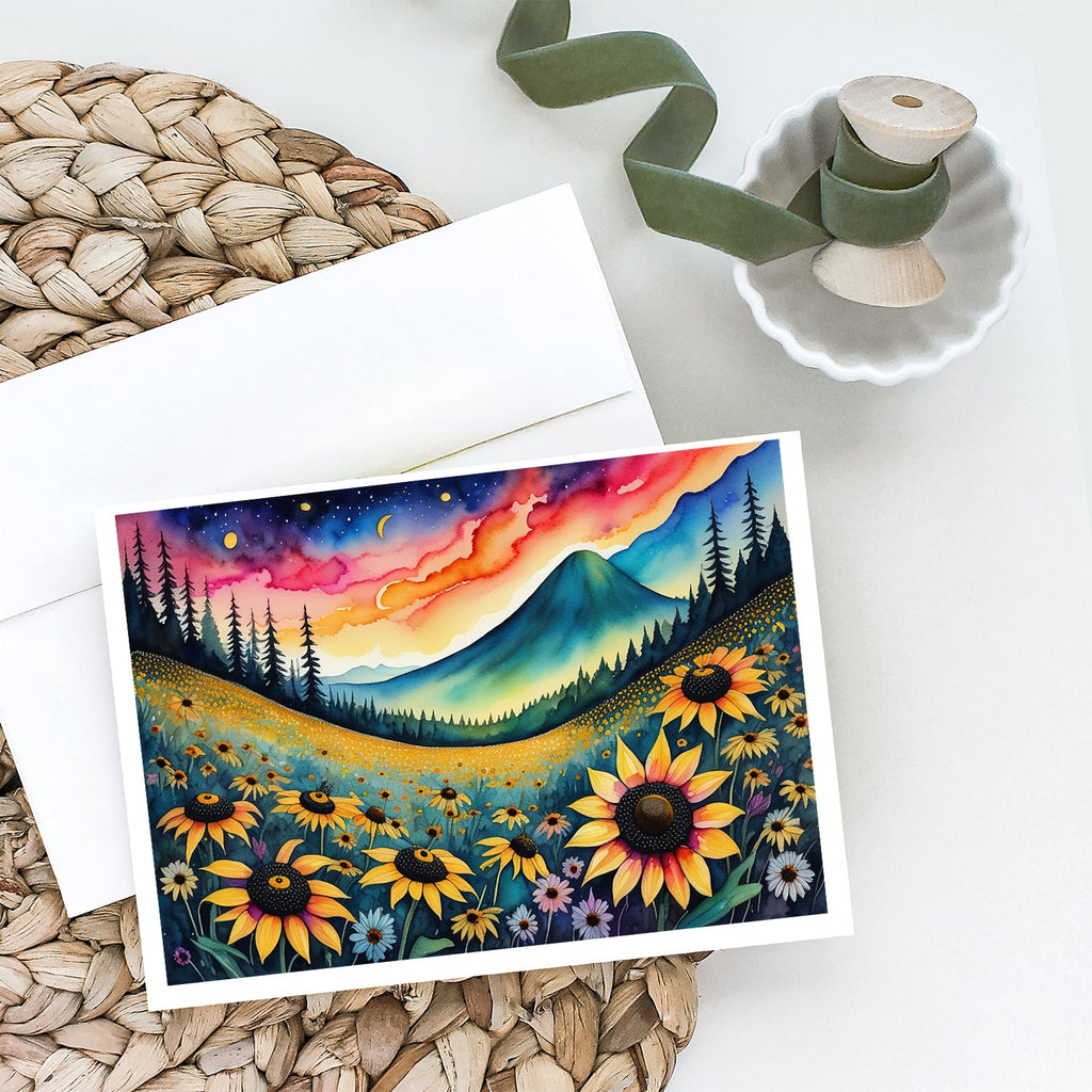 Black-eyed Susans in Color Greeting Cards Pack of 8 Blank Cards with Envelopes Whimsical A7 Size 5x7