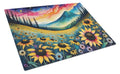 Black-eyed Susans in Color Cutting Board Tempered Glass Kitchen Cutting Surface, Heat Resistant Chopping, Non-Slip Feet, Food Prep & Serving