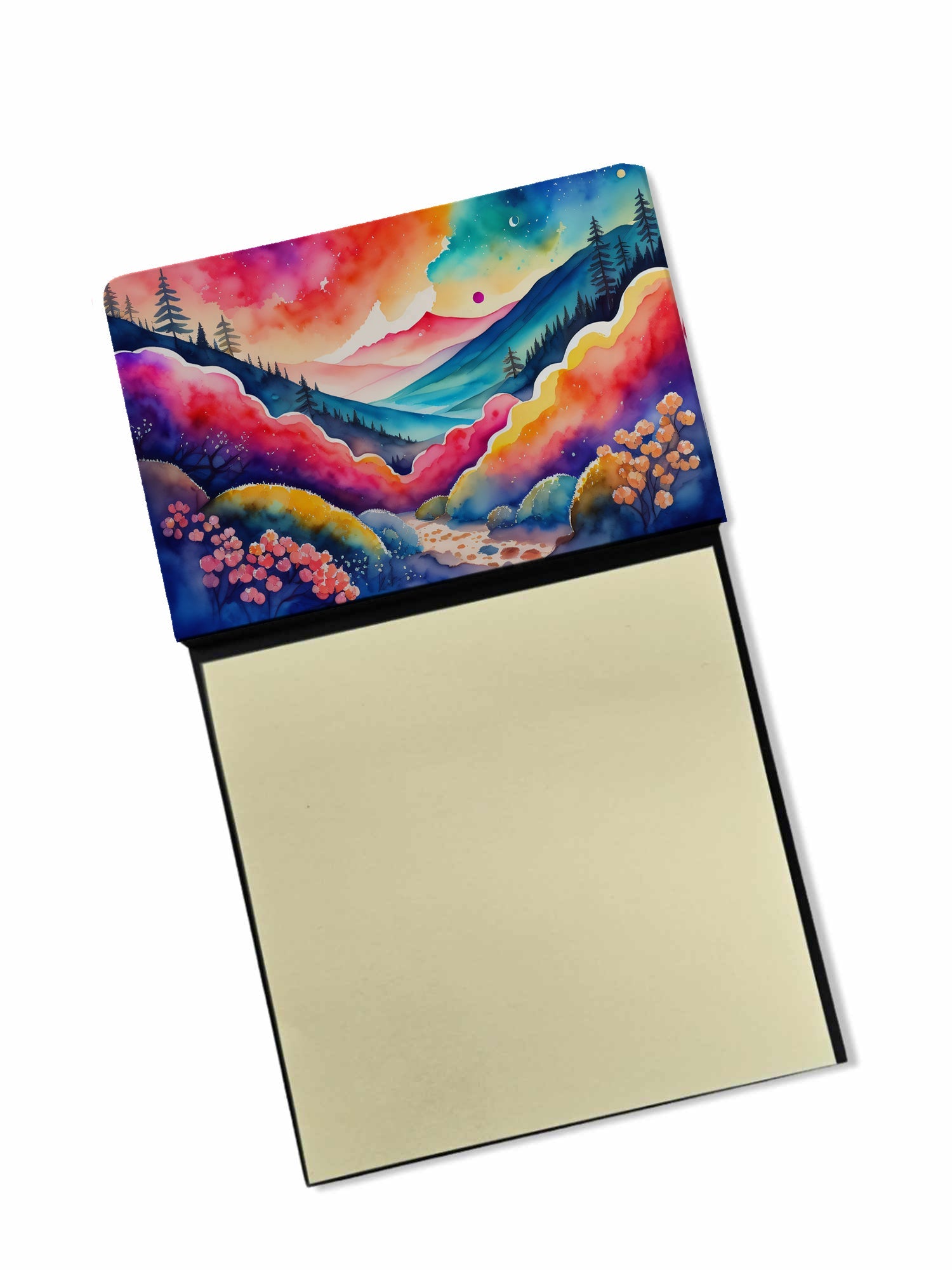 Brunia in Color Watercolor Sticky Note Holder Refillable Dispenser Desk Accessory 3x3 Pad Gift