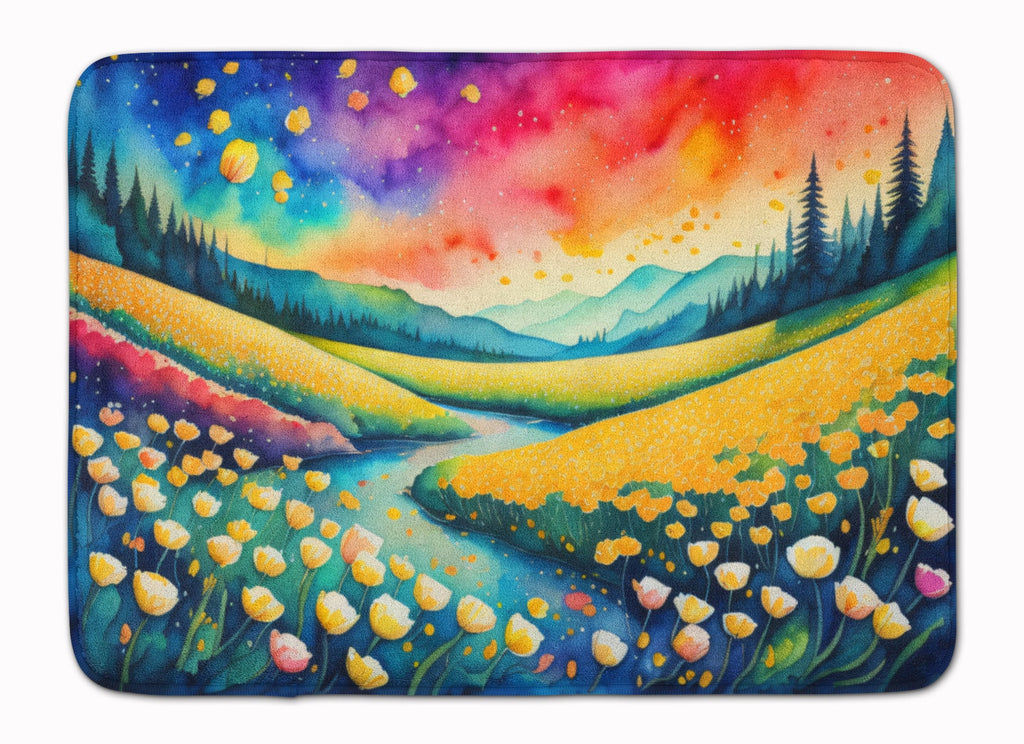 Buttercups in Color Memory Foam Kitchen Mat Machine Washable Anti-Fatigue Cushion Comfort Bath or Kitchen Rug