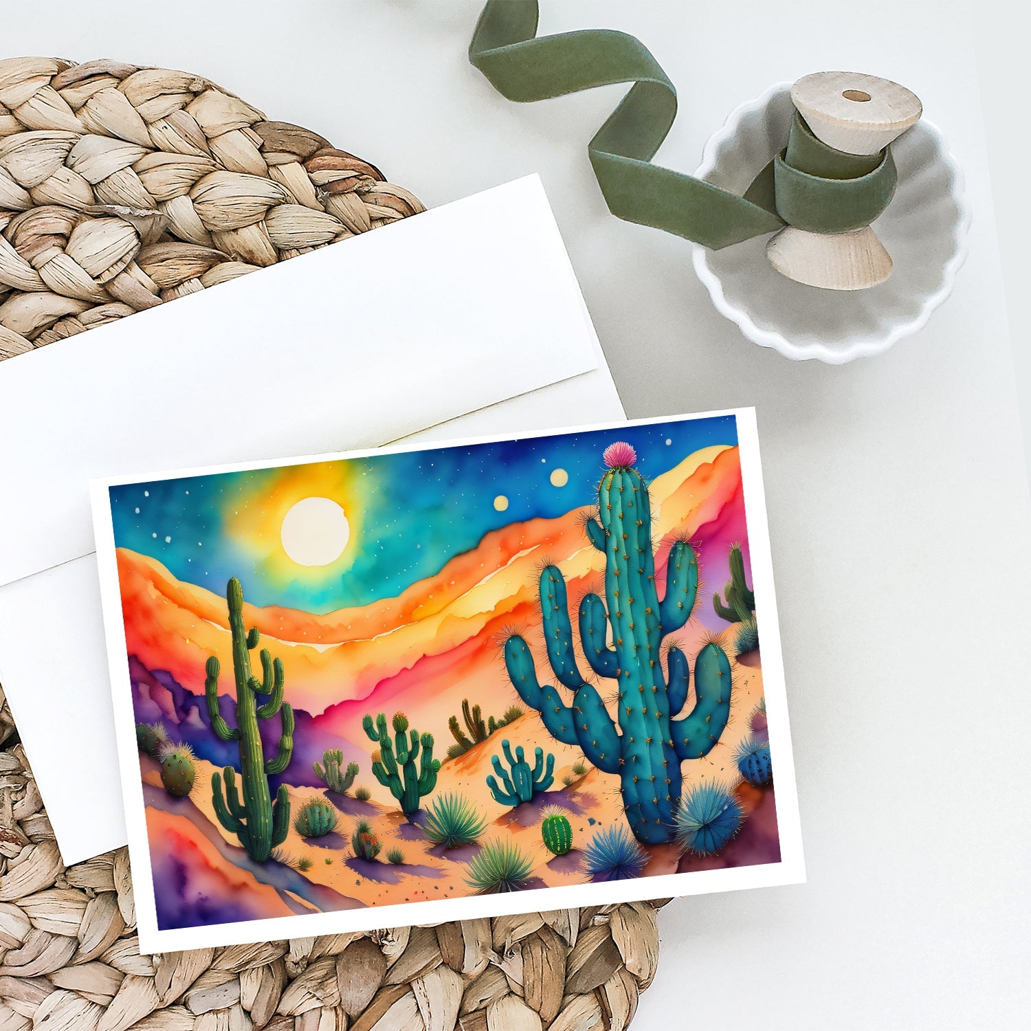 Cactus in Color Greeting Cards Pack of 8 Blank Cards with Envelopes Whimsical A7 Size 5x7