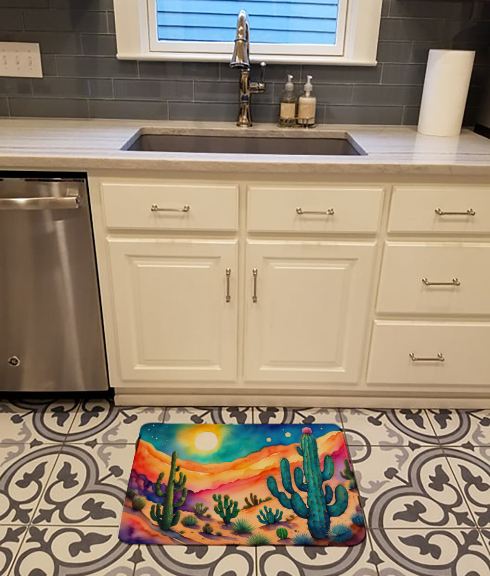 Cactus in Color Memory Foam Kitchen Mat Machine Washable Anti-Fatigue Cushion Comfort Bath or Kitchen Rug
