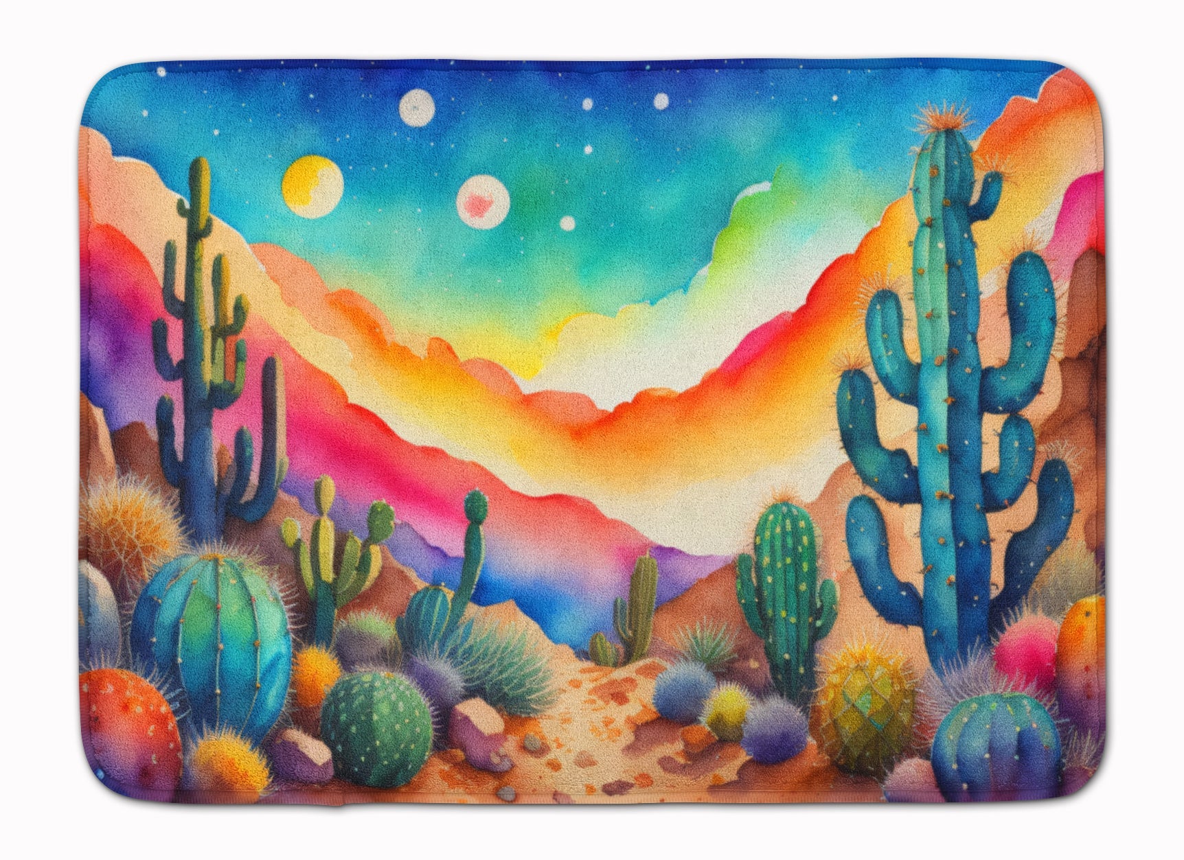 Cactus in Color Memory Foam Kitchen Mat Machine Washable Anti-Fatigue Cushion Comfort Bath or Kitchen Rug