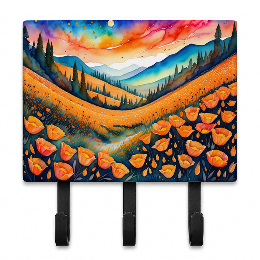 California Poppies in Color Leash or Key Holder Wall Hooks, Coat Rack Wall Mount, for Hanging Keys, Towels, Aprons, Leashes