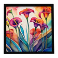 Calla Lilies in Color Framed Metal Print Bathroom, Kitchen, Office, Home Decor Wall Art Ready to Hang, Square, 8X8