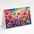 Carnations in Color Greeting Cards Pack of 8 Blank Cards with Envelopes Whimsical A7 Size 5x7