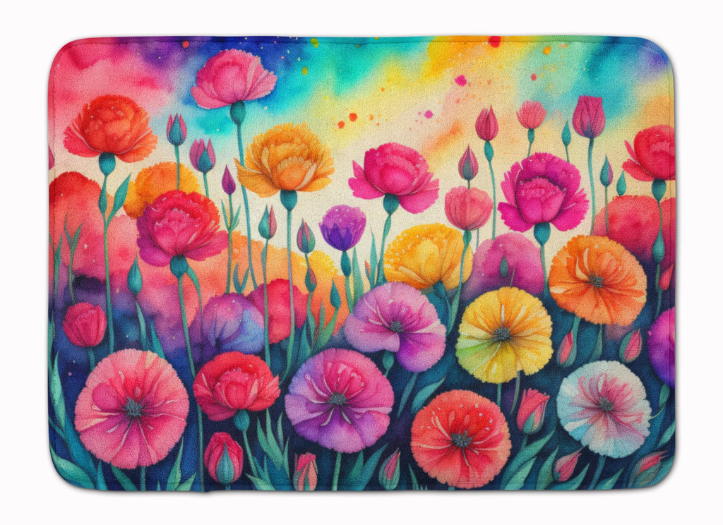 Carnations in Color Memory Foam Kitchen Mat Machine Washable Anti-Fatigue Cushion Comfort Bath or Kitchen Rug