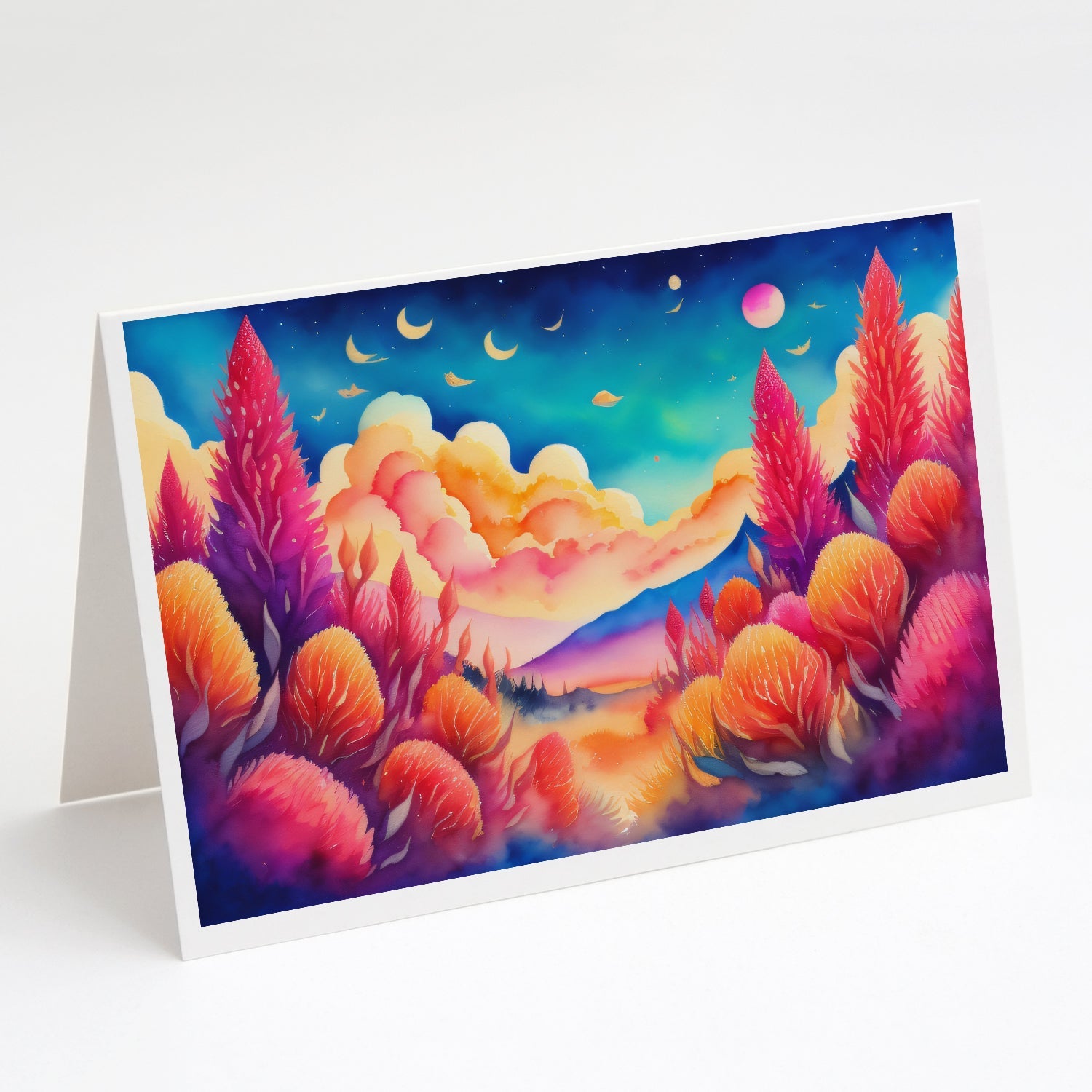 Celosia in Color Greeting Cards Pack of 8 Blank Cards with Envelopes Whimsical A7 Size 5x7