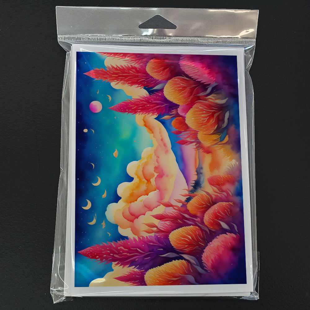 Celosia in Color Greeting Cards Pack of 8 Blank Cards with Envelopes Whimsical A7 Size 5x7