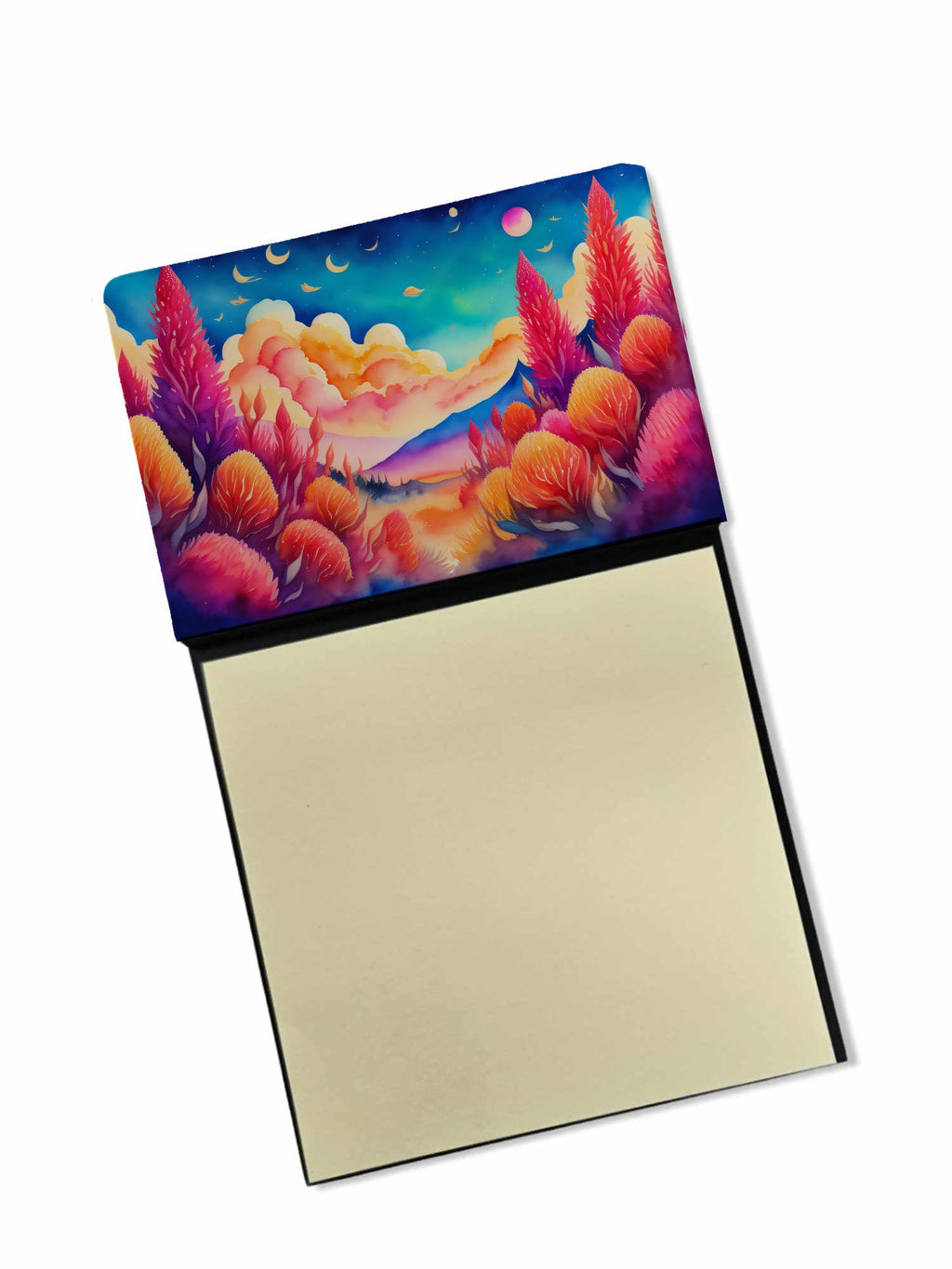 Celosia in Color Watercolor Sticky Note Holder Refillable Dispenser Desk Accessory 3x3 Pad Gift