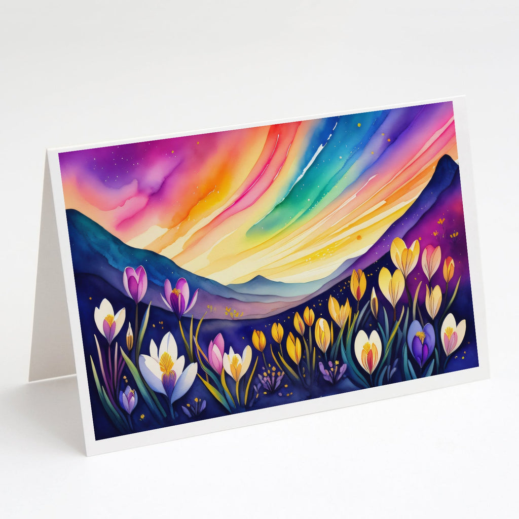 Crocus in Color Greeting Cards Pack of 8 Blank Cards with Envelopes Whimsical A7 Size 5x7