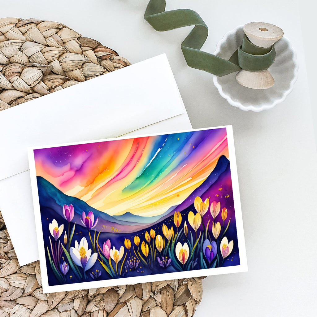 Crocus in Color Greeting Cards Pack of 8 Blank Cards with Envelopes Whimsical A7 Size 5x7