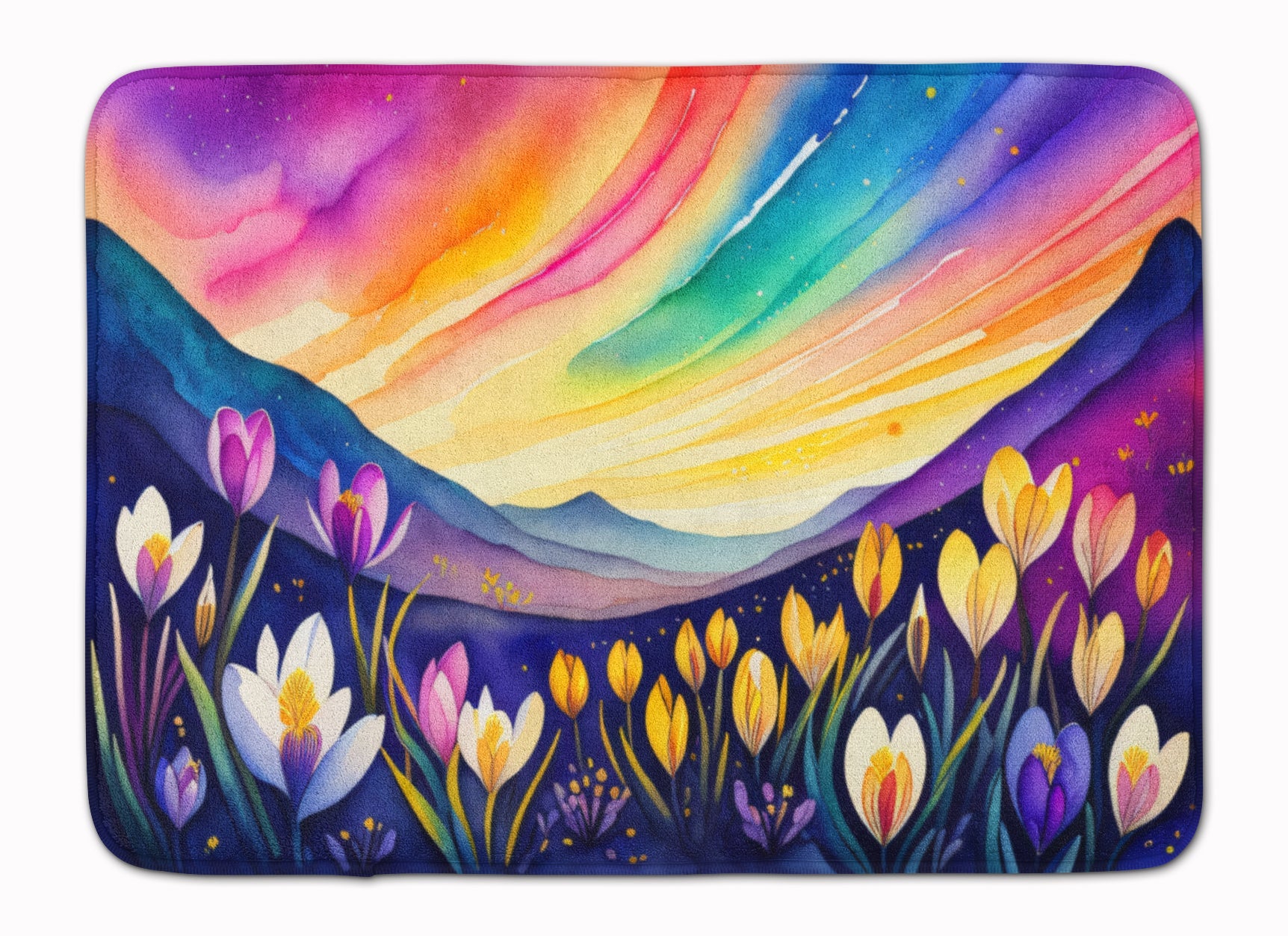 Crocus in Color Memory Foam Kitchen Mat Machine Washable Anti-Fatigue Cushion Comfort Bath or Kitchen Rug