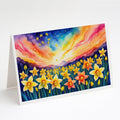 Daffodils in Color Greeting Cards Pack of 8 Blank Cards with Envelopes Whimsical A7 Size 5x7