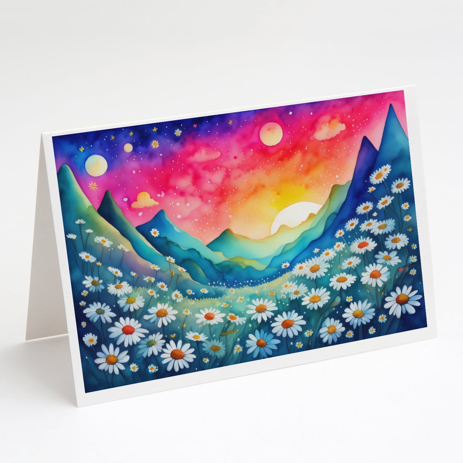 Daisies in Color Greeting Cards Pack of 8 Blank Cards with Envelopes Whimsical A7 Size 5x7