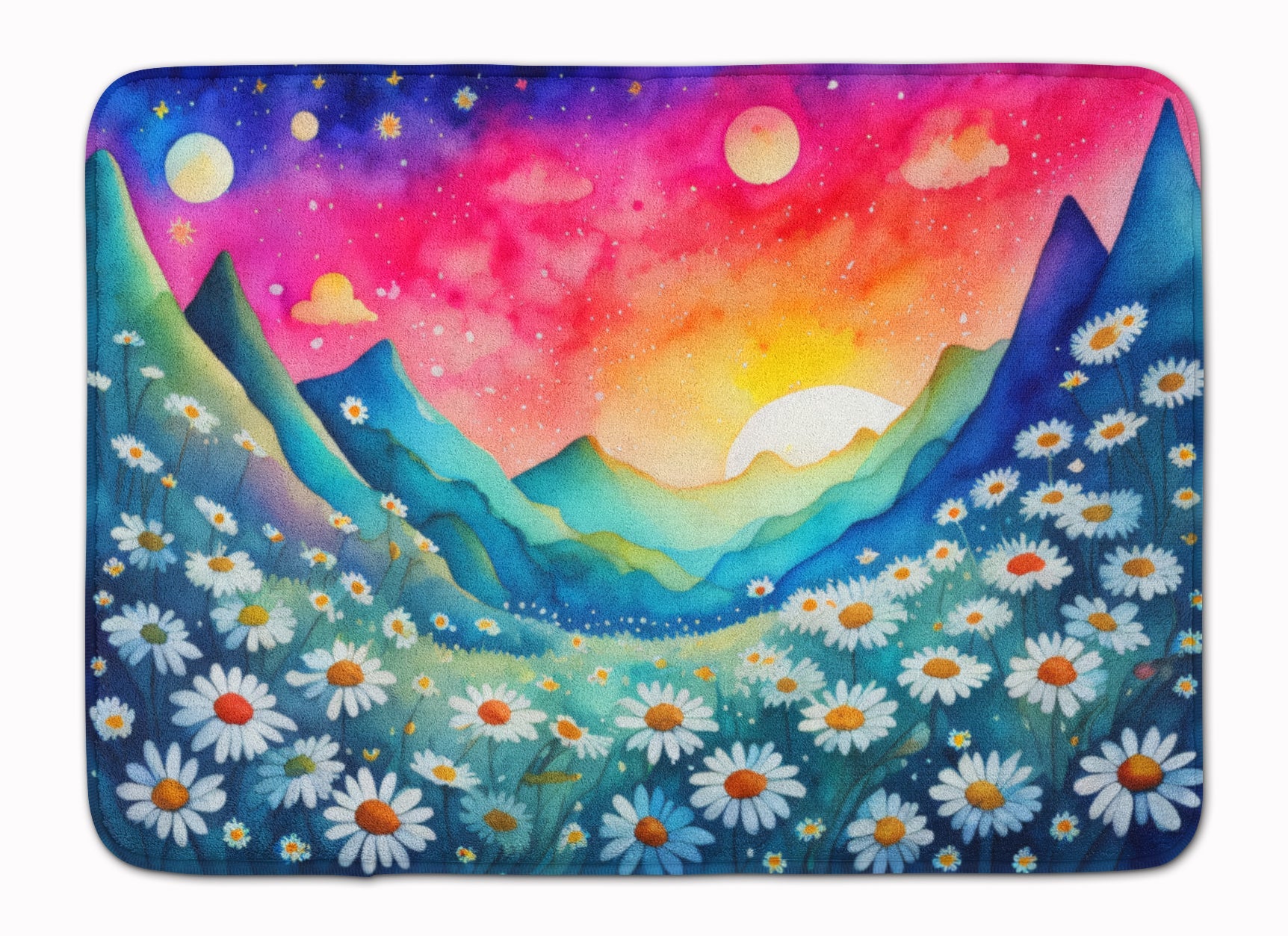 Daisies in Color Memory Foam Kitchen Mat Machine Washable Anti-Fatigue Cushion Comfort Bath or Kitchen Rug