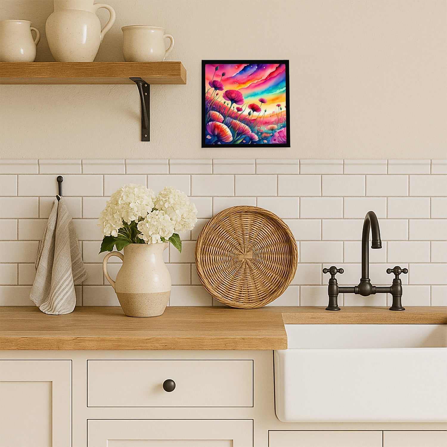Dianthus in Color Framed Metal Print Bathroom, Kitchen, Office, Home Decor Wall Art Ready to Hang, Square, 8X8