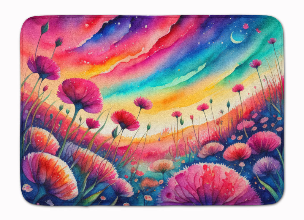 Dianthus in Color Memory Foam Kitchen Mat Machine Washable Anti-Fatigue Cushion Comfort Bath or Kitchen Rug