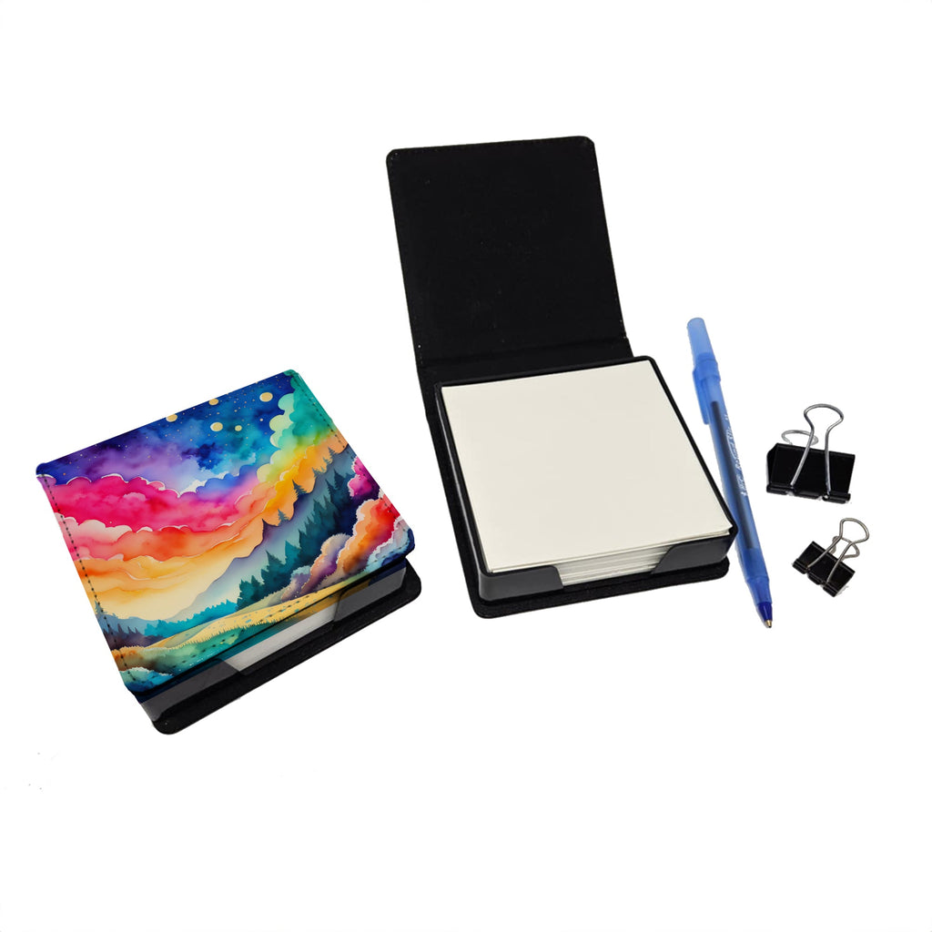 Dusty Miller in Color PU Leather Note Paper Holder with Artist-Designed Cover, Desk Accessory, Office Gift