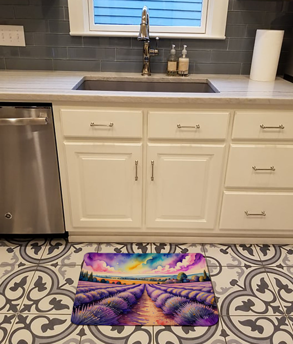 English Lavender in Color Memory Foam Kitchen Mat Machine Washable Anti-Fatigue Cushion Comfort Bath or Kitchen Rug