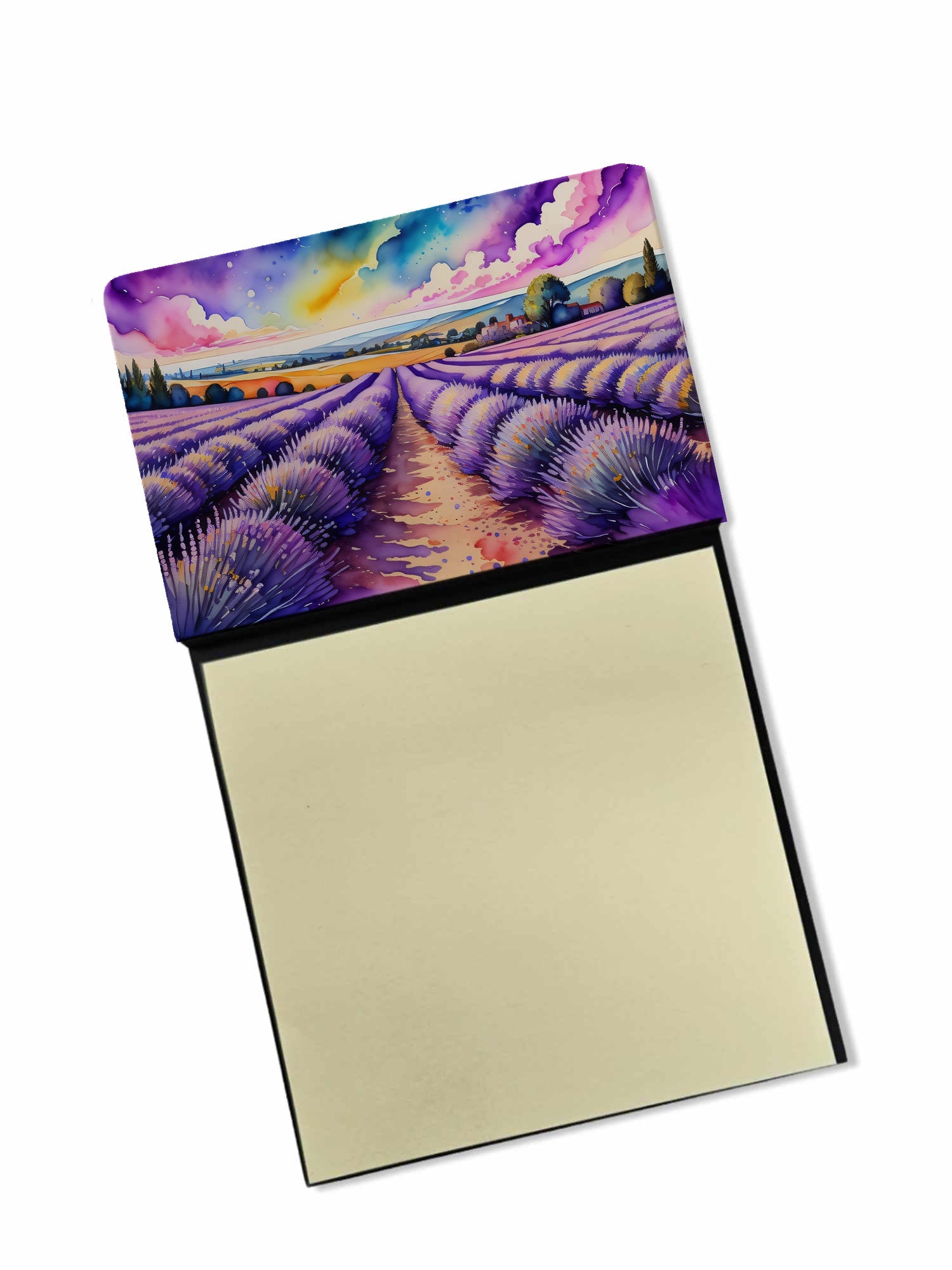 English Lavender in Color Watercolor Sticky Note Holder Refillable Dispenser Desk Accessory 3x3 Pad Gift