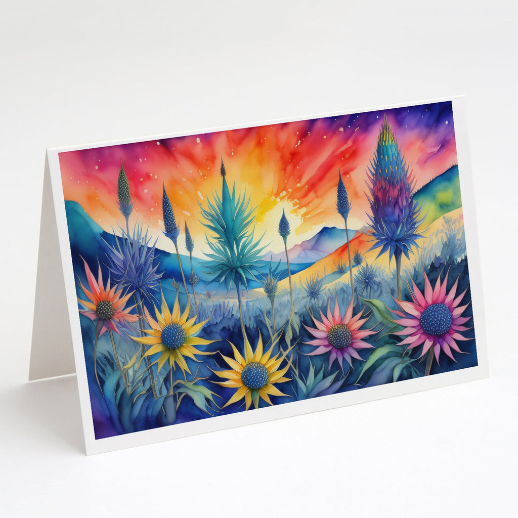 Eryngium in Color Greeting Cards Pack of 8 Blank Cards with Envelopes Whimsical A7 Size 5x7