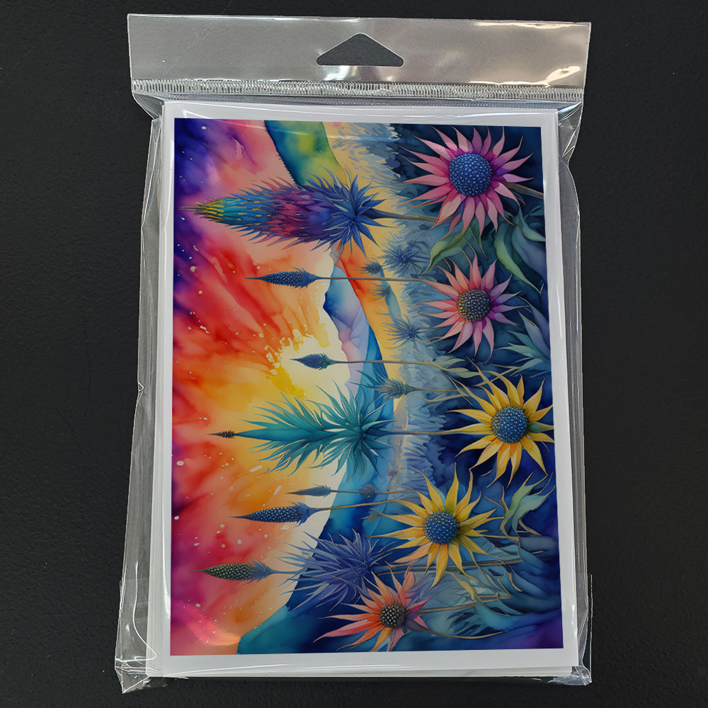 Eryngium in Color Greeting Cards Pack of 8 Blank Cards with Envelopes Whimsical A7 Size 5x7