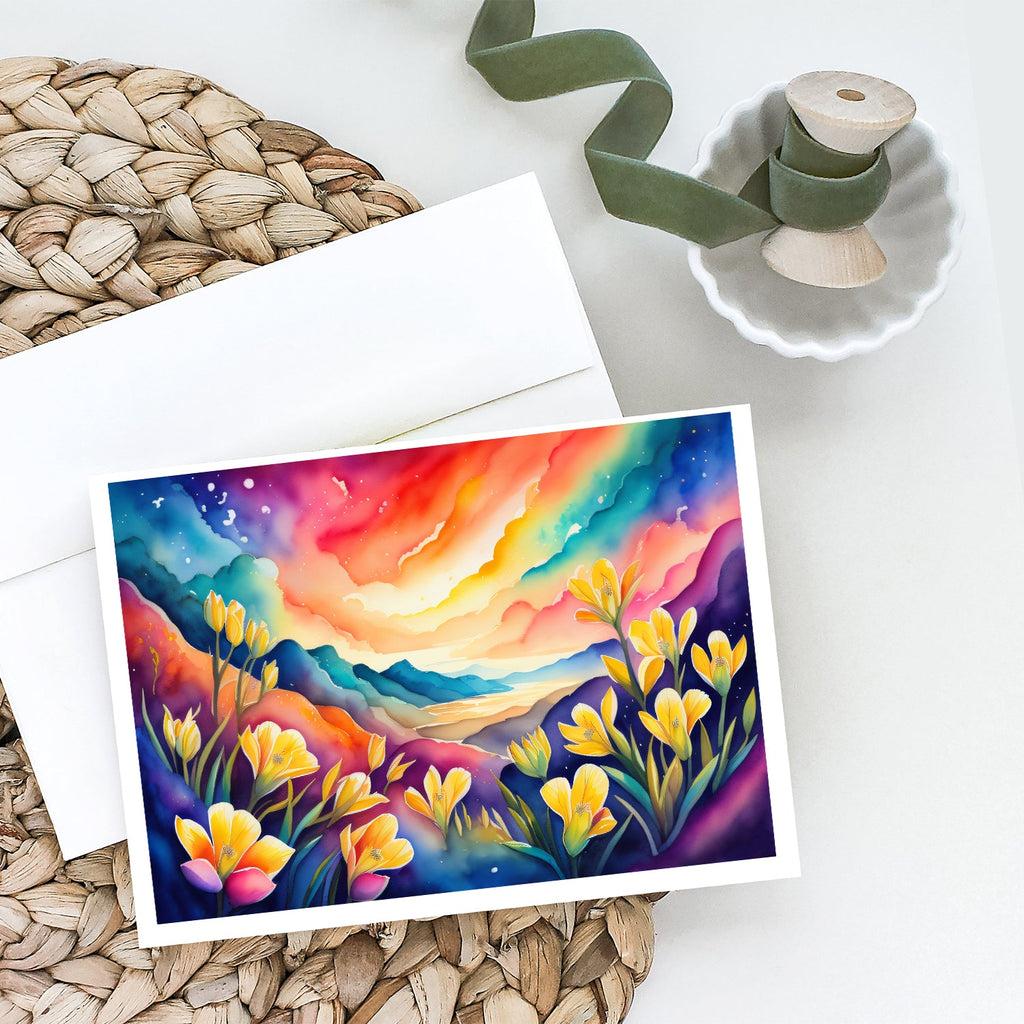 Freesia in Color Greeting Cards Pack of 8 Blank Cards with Envelopes Whimsical A7 Size 5x7