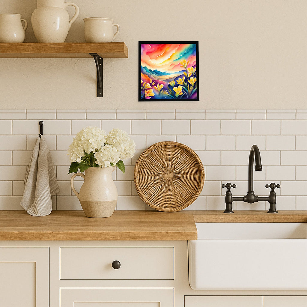 Freesia in Color Framed Metal Print Bathroom, Kitchen, Office, Home Decor Wall Art Ready to Hang, Square, 8X8