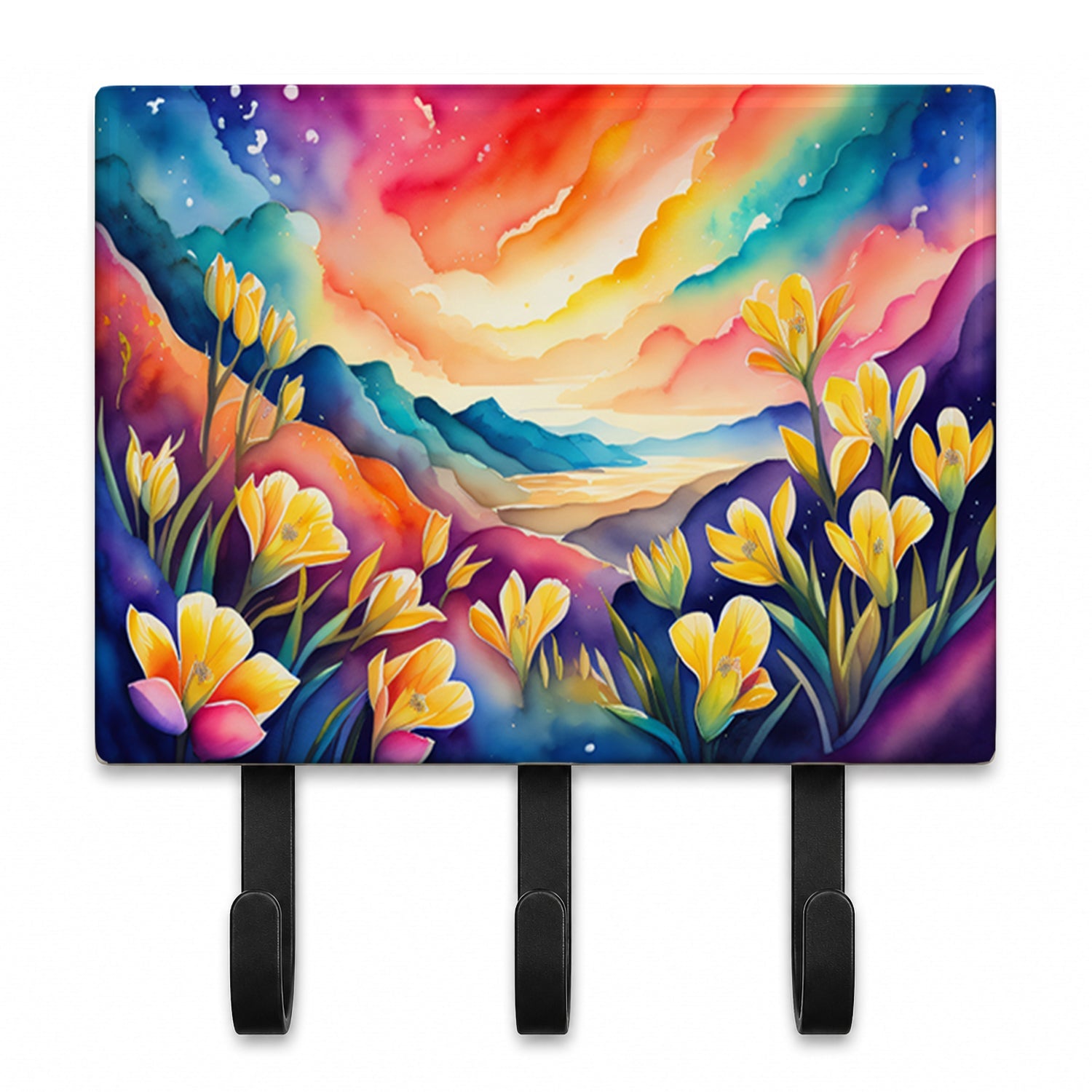 Freesia in Color Leash or Key Holder Wall Hooks, Coat Rack Wall Mount, for Hanging Keys, Towels, Aprons, Leashes