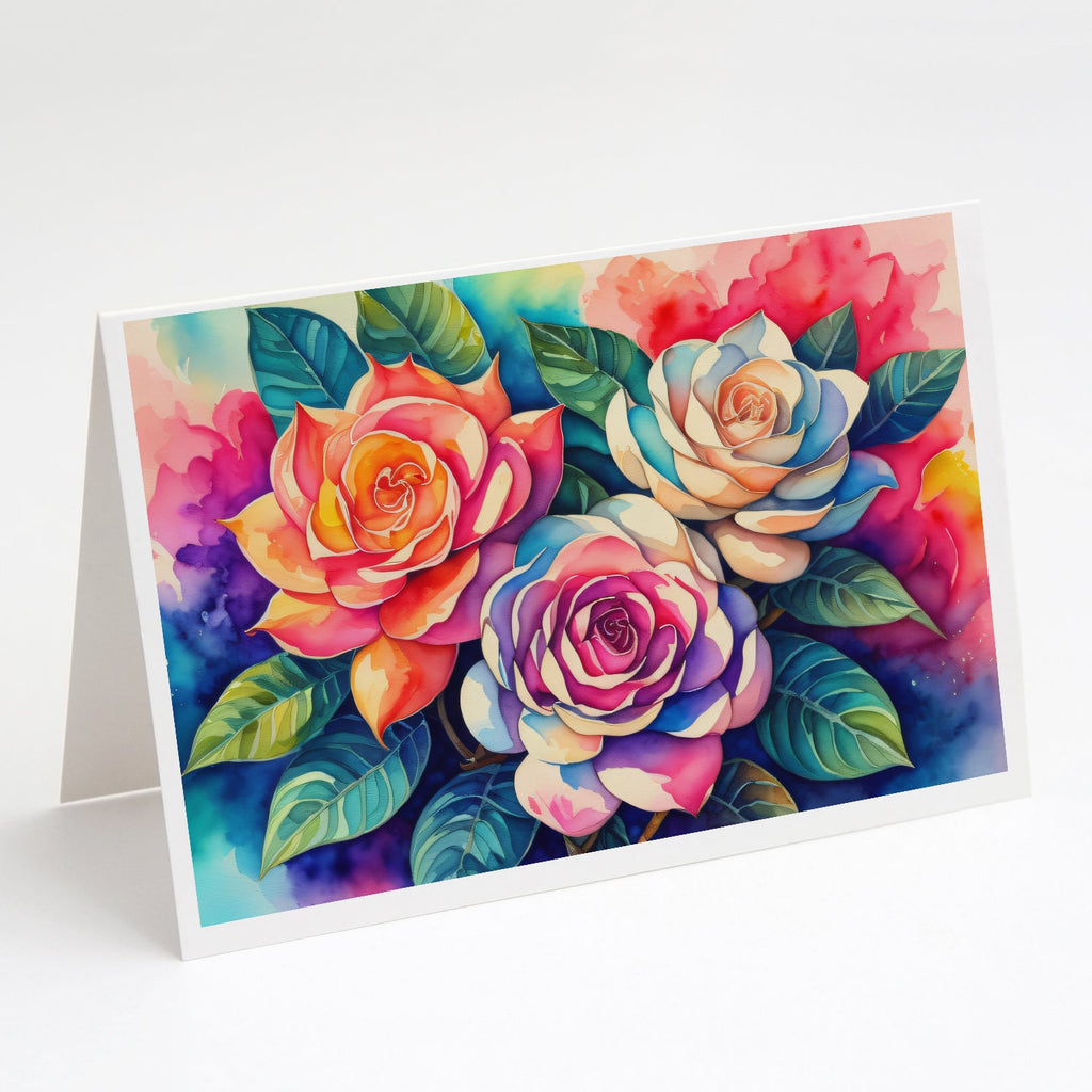 Gardenias in Color Greeting Cards Pack of 8 Blank Cards with Envelopes Whimsical A7 Size 5x7