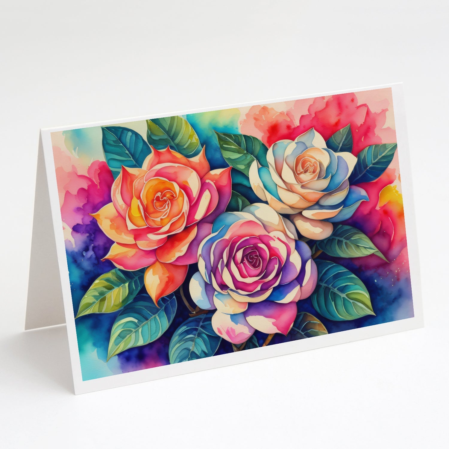 Gardenias in Color Greeting Cards Pack of 8 Blank Cards with Envelopes Whimsical A7 Size 5x7