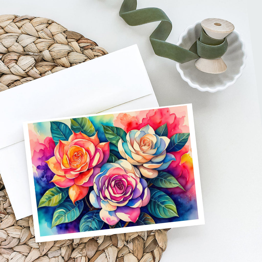 Gardenias in Color Greeting Cards Pack of 8 Blank Cards with Envelopes Whimsical A7 Size 5x7